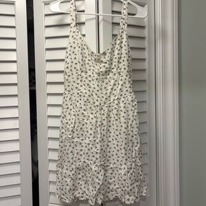 Hollister Floral Dress White & Brown Size Medium